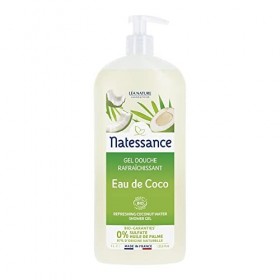 Natessance - Gel Douche Rafraîchissant - Eau De Coco - Certifié Bio Cosmos Organic - Flacon Pompe - 1 L