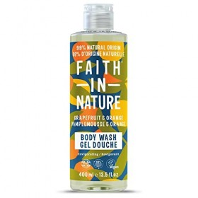 Gel Douche & Bain Naturel Pamplemousse & Orange Faith in Nature, Tonifiant, Vegan & Cruelty Free, Sans parabènes & SLES, 400m