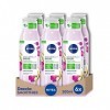 NIVEA NATURALLY GOOD Douche à lhuile en gel rose 6 x 300 ml, gel douche avec huile dargan bio, huile de douche en gel sans 