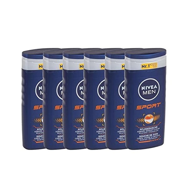 Nivea Men Sport Lot de 6 flacons de douche pour homme 6 x 250 ml