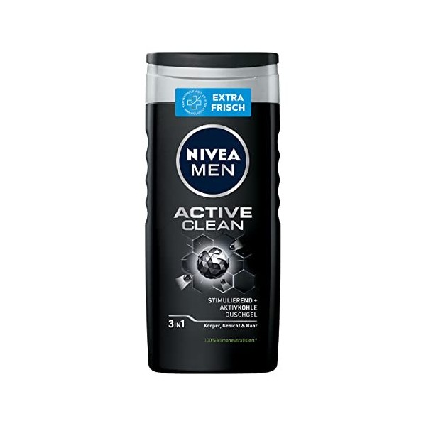 NIVEA MEN Gel douche Active Clean 3 en 1 250 ml