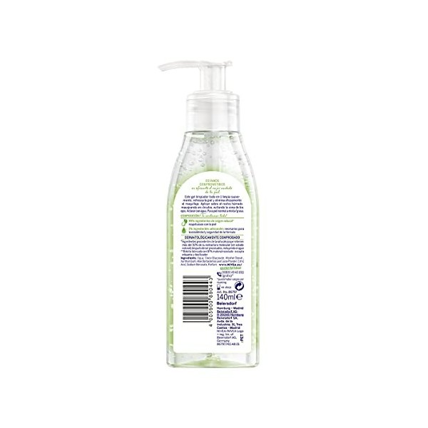 NIVEA Naturally Good Gel Limpiador con Aloe Vera Bio 1 x 140 ml , desmaquillante facial con 99% de ingredientes naturales, g