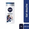 NIVEA MEN Gel Douche Sensitive 3 en 1 3 x 250 ml , gel douche homme pour peau sensible, nettoyant doux pour corps, cheveux e