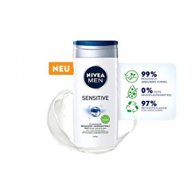 NIVEA MEN Douche de soin Sensitive 250 ml - Gel douche rafraîchissant et nourrissant au lait de bambou - Douche hydratante 