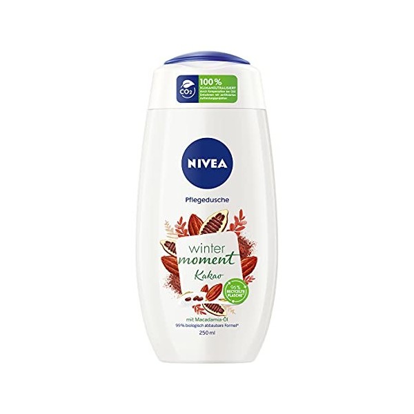 NIVEA Douche de soin hivernale au cacao 250 ml , gel douche dhiver au parfum chaud de cacao, crème de douche à lhuile de m