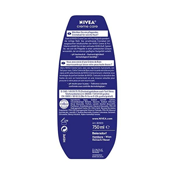 Nivea Soins Crème de Bain 750 ml