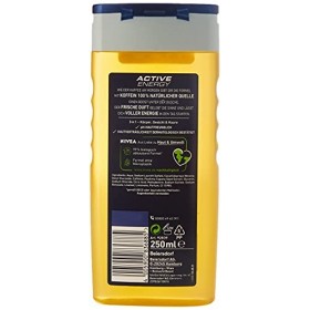 NIVEA MEN Active Energy Gel Douche Revitalisant 250ml Gel Douche Rafraîchissant à la Caféine Naturelle Corps Visage Cheveux
