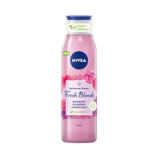 Nivea Fresh Blends – Gel douche parfumé à la framboise 300 ml , gel douche fruité pour femme, gel douche végétalien avec lai