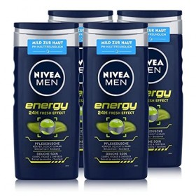 Nivea Gel Douche Energie pour Hommes 250 ml - Lot de 4