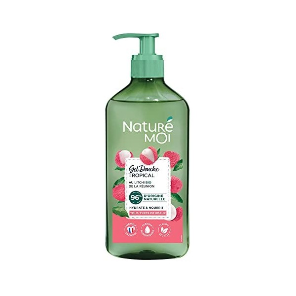 Naturé Moi - Gel Douche Tropical - Hydrate et Nourrit - Tous Types de Peaux - Litchi Bio - 96% dOrigine Naturelle - Formule 