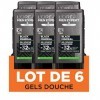 LOréal Paris Men Expert Black Mineral Gel Douche Anti-Imperfections Homme 300 ml - Pack de 6