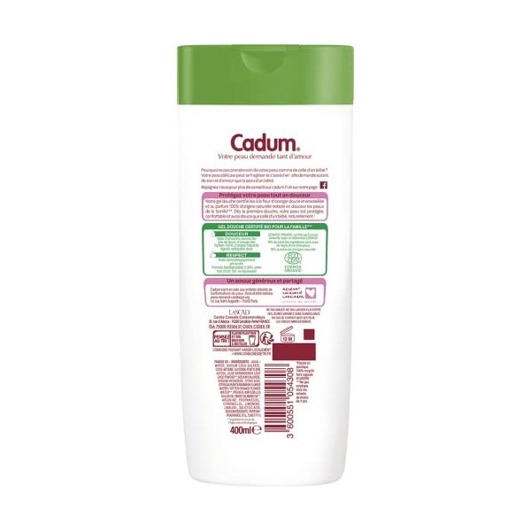 Cadum Natural Caresse Gel Douche Certifié Bio Fleur DOranger