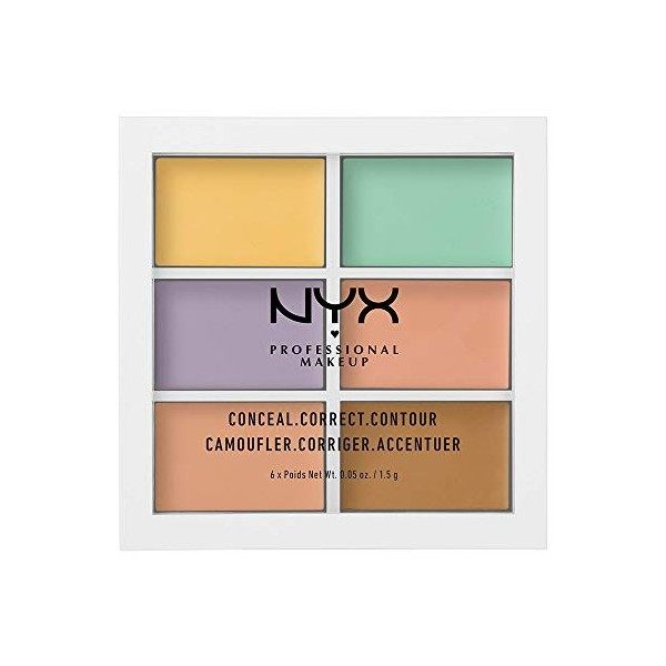 NYX Professional Makeup Palette 3C Correctrice, Anti-cernes et Contour, Texture Crémeuse, 6 Teintes Anti-cernes / Correcteurs