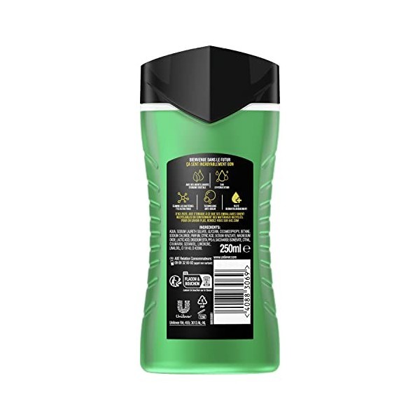 Axe Gel Douche Homme 3en1 Lendemain Difficile, Corps Visages et Cheveux,Parfums dagrumes, Boost dénergie, 250ml