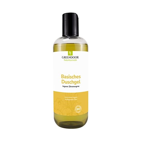 GREENDOOR Gel douche basique gingembre citronnelle 500ml, biodégradable, nature pour votre peau, cosmétique naturelle sans si