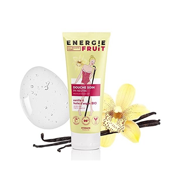 ENERGIE FRUIT | Gel Douche pH Neutre | Vanille & Huile Argan BIO | Fabrication Française | Vegan | 200ml