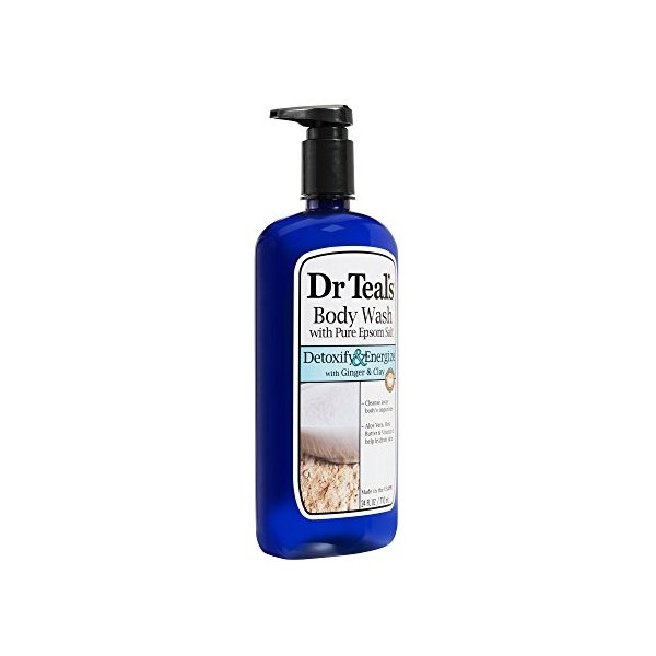 Dr Teals - Gel douche détoxifiant et énergisant avec sel d’Epsom, gingembre et argile - 710 ml
