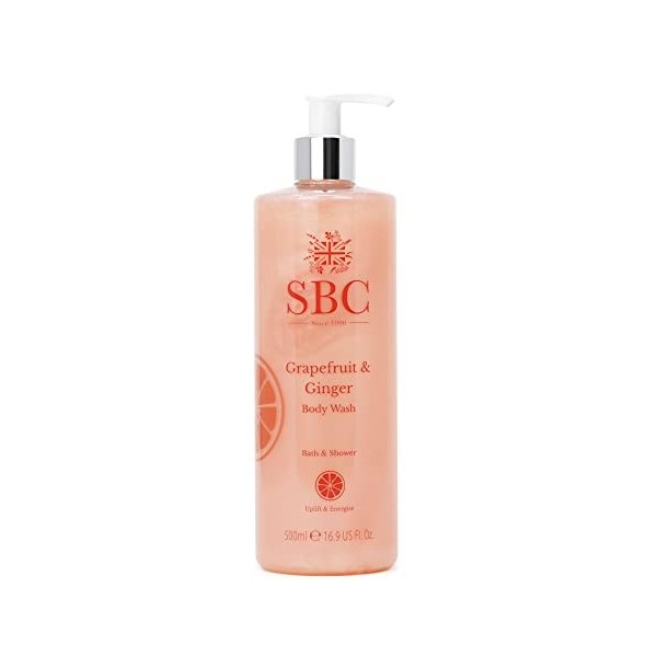 SBC Skincare - Gel douche hydratant au pamplemousse et gingembre - 500 ml - Aide à nourrir et rafraichir la peau - Idéal pour