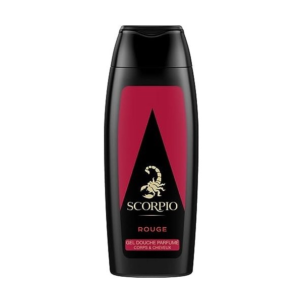 SCORPIO Gel De Douche Rouge Passion Revigorante 250ml - Sensation stimulante et énergisante pour homme - Lot De 4