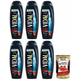 Vidal Energy & Sport Doccia Lot de 6 shampooings douche avec ginseng et guarana 250 ml + Polpa di Pomodoro 400 g