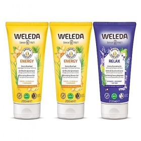WELEDA - TRIO Aroma shower Energy - Gel douche dynamisant X2+ Aroma shower Relax Crème de Douche relaxante X1 - Vegan* - Cert