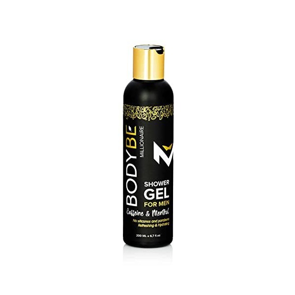 BODYBE Gel douche Millionaire pour homme avec caféine et menthol pour un effet rafraîchissant donne de lénergie 200 ml