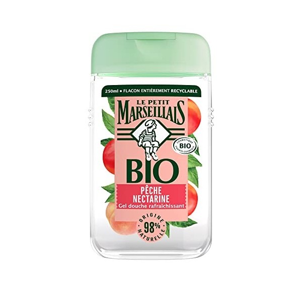 Le Petit Marseillais Gel Douche Bio Rafraichissant, au pH neutre, Pêche Nectarine, 250ml