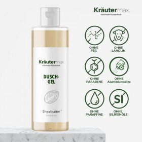 Gel douche au beurre de karité cosmétique naturelle pour cheveux et peau Naturel 1 x 250 ml