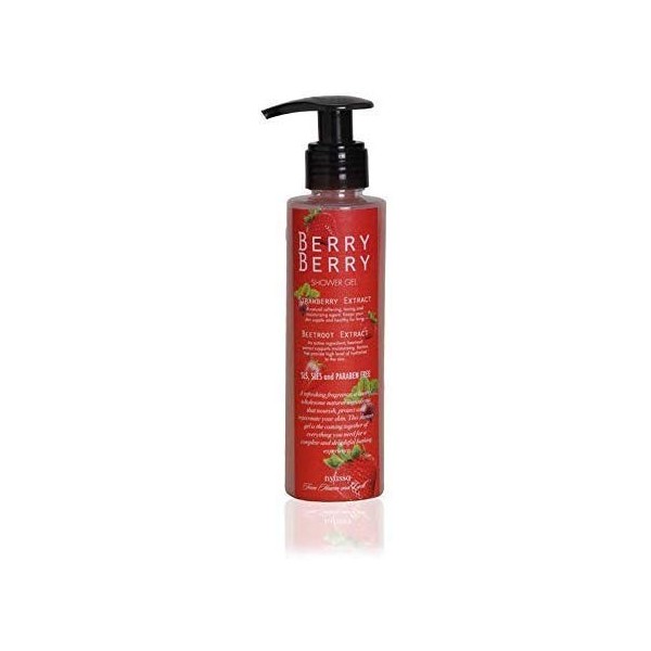 Gel douche Glamorous Hub Nyassa Berry Berry 145 ml aux extraits de fraise et de betterave. Produit naturel. Sans ParabensSulf