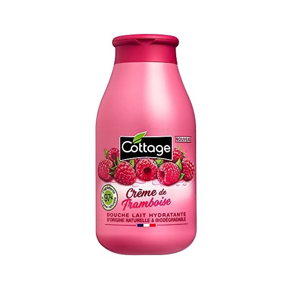 Cottage Douche Lait Hydratante – Crème de Framboise – 97% D’Ingrédients D’Origine Naturelle – Fabriqué en France 250 ml