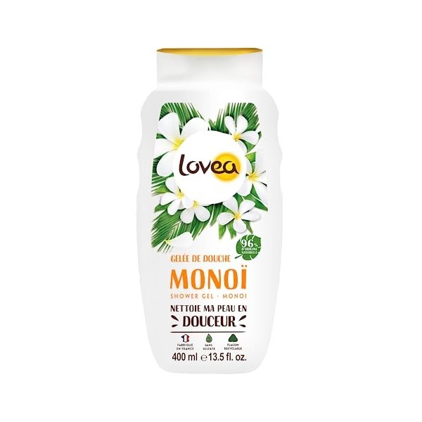LOVEA - Gelée De Douche - Monoï - Mousse Fine & Onctueuse - Nettoie En Douceur - 96% DOrigine Naturelle - PH Neutre - Sans S