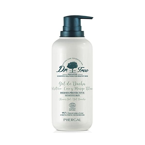 Dr. Tree | Gel douche dermo-protecteur et nourrissant | Spécialement pour les peaux sensibles ou atopiques | Renforce le micr