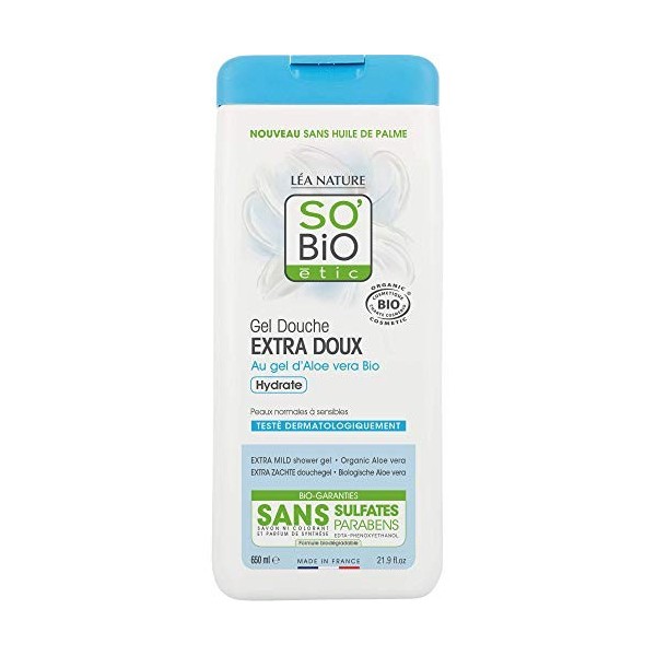 SOBiO Étic Gel Douche Extra-Doux à lAloe Vera, 650ml