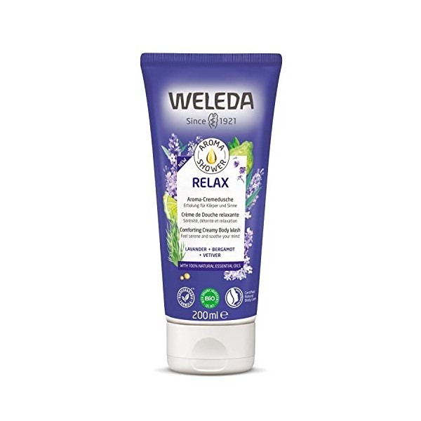 Weleda - Crème de Douche Relaxante Aroma Relax - Aux Huiles Essentielles - Formule 100 % Naturelle - Tube 200 ml