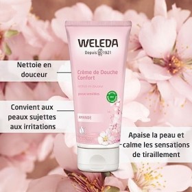 WELEDA - Trio Crème de Douche Confort à lAmande - Nettoie en douceur - Vegan* - Certifié Natrue** - Tube 200 ml x 3