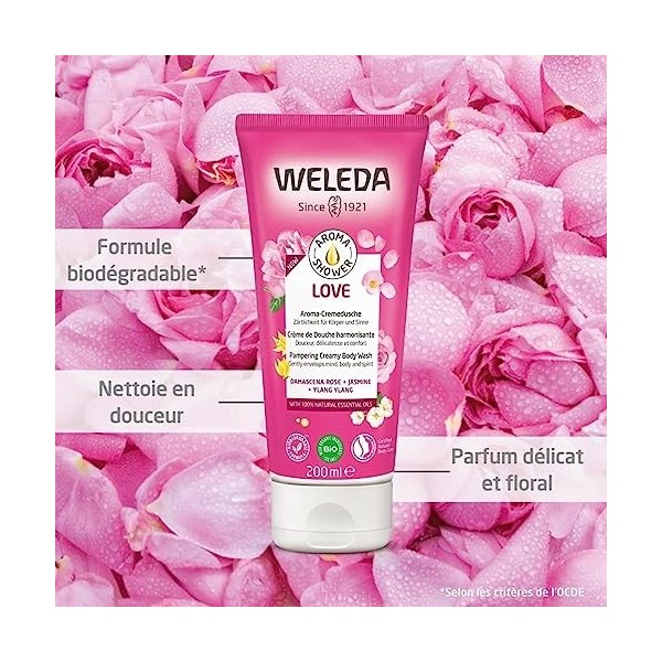 WELEDA - TRIO Aroma shower Love - Crème de Douche harmonisante X2 + Aroma shower Harmony Gel Douche bien-être X1 - Vegan* - C