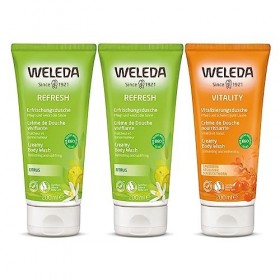 WELEDA - TRIO Refresh - Crème de Douche vivifiante au Citrus X2 + Vitality Crème de Douche nourrissante à lArgousier X1- Veg