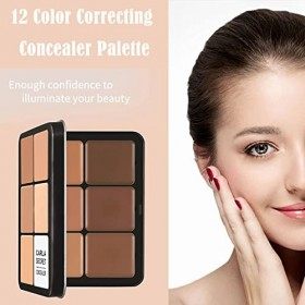 BSMKCL Crème correctrice de couleur professionnelle, palette 12 couleurs fond teint, maquillage couvrant et correcteur longue