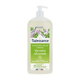 Natessance - Shampooing Douche Tonifiant - Verveine Citronnée - Certifié Bio Cosmos Organic - Flacon Pompe - 1 L