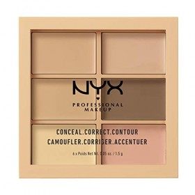 NYX Professional Makeup Palette 3C Correctrice, Anti-cernes et Contour, Texture Crémeuse, Teinte : Light 01 Anti-cernes / Co...