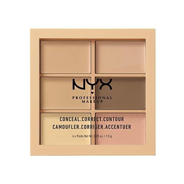 NYX Professional Makeup Palette 3C Correctrice, Anti-cernes et Contour, Texture Crémeuse, Teinte : Light 01 Anti-cernes / Co...