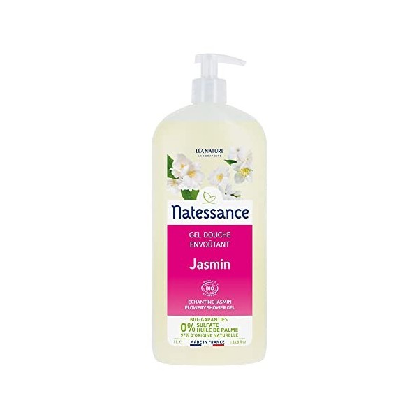 Natessance - Gel Douche Envoûtant - Jasmin - Certifié Bio Cosmos Organic - Flacon Pompe - 1 L