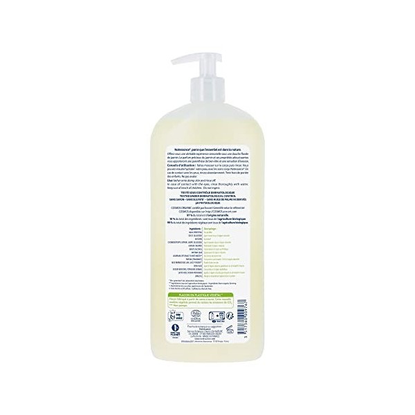 Natessance - Gel Douche Envoûtant - Jasmin - Certifié Bio Cosmos Organic - Flacon Pompe - 1 L