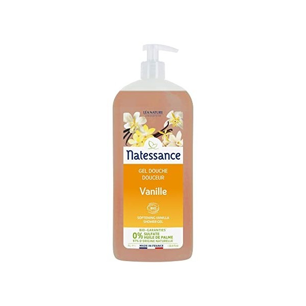 Natessance - Gel Douche - Douceur Vanille - Certifié Bio Cosmos Organic - Flacon Pompe - 1 L