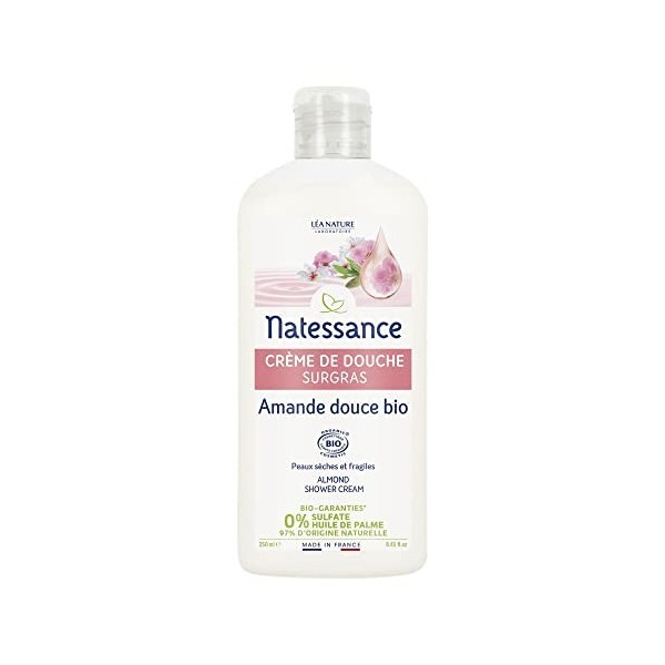 Natessance - Crème De Douche - Amande Douce - Certifié Bio Cosmos Organic - Flacon 100% végétal - 250 ml