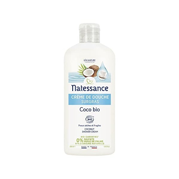 Natessance - Crème De Douche - Coco - Certifié Bio Cosmos Organic - Flacon 100% végétal - 250 ml