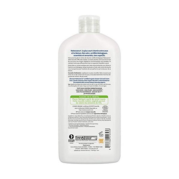 Natessance - Crème De Douche - Coco - Certifié Bio Cosmos Organic - Flacon 100% végétal - 250 ml