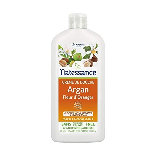 Natessance Hygiène Douche Gel Argan Fleur dOranger sans Sulfates Bio 500 ml