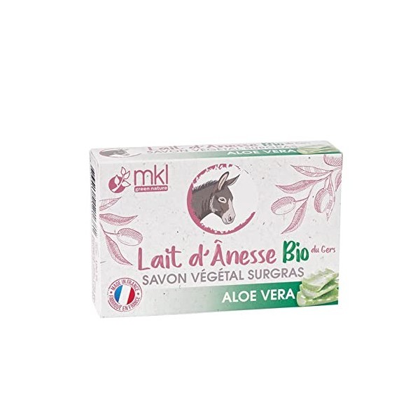 MKL Green Nature Lait dÂnesse Bio du Gers Savon Végétal Surgras Aloe Vera 100 g