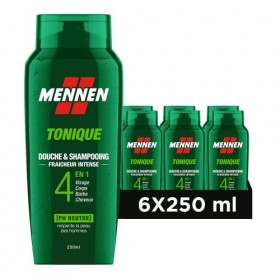 Mennen Tonique Gel Douche & Shampooing 4 en 1 très frais et parfumé - Lot de 6